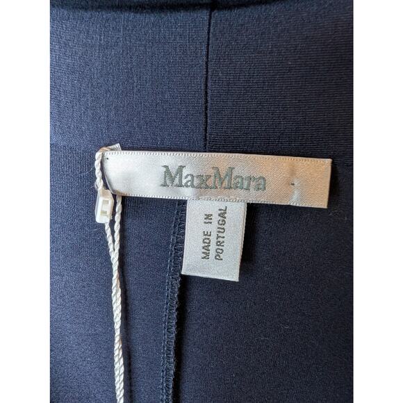 Max Mara Navy Blue Wrap Top Faux Wrap Long Sleeve NWT Made Portugal Large - Picture 3 of 8